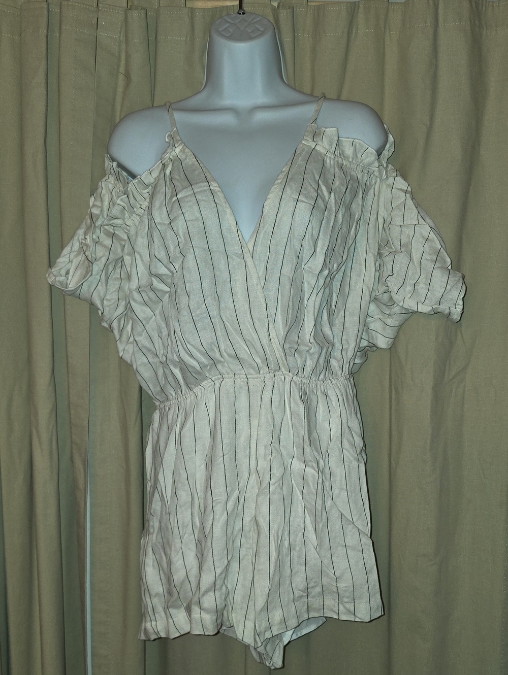 the room Cream Striped Off-Shoulder Romper